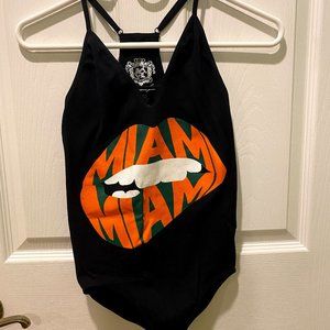 Black Nylon/Spandex University of Miami Bodysuit